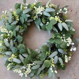 Festive Green and White Holiday Wreath